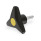 GN 533 Boutons à trois lobes avec goujon fileté, goujon fileté en acier Couleur du capuchon: DGB - jaune, RAL 1021, finition mat