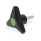 GN 533 Boutons à trois lobes avec goujon fileté, goujon fileté en acier Couleur du capuchon: DGN - vert, RAL 6017, finition mat