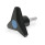 GN 533 Boutons à trois lobes avec goujon fileté, goujon fileté en acier Couleur du capuchon: DBL - bleu, RAL 5024, finition mat