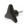 GN 533 Boutons à trois lobes avec goujon fileté, goujon fileté en acier Couleur du capuchon: DSW - noir, RAL 9005, finition mat