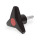 GN 533 Boutons à trois lobes avec goujon fileté, goujon fileté en acier Couleur du capuchon: DRT - rouge, RAL 3000, finition mat